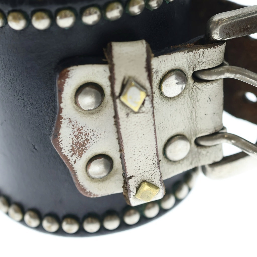 WOLF'S HEAD(ウルフズヘッド) 70mm Studs Leather Bracelet スタッズレザーブレスレット 茶芯 ブラック