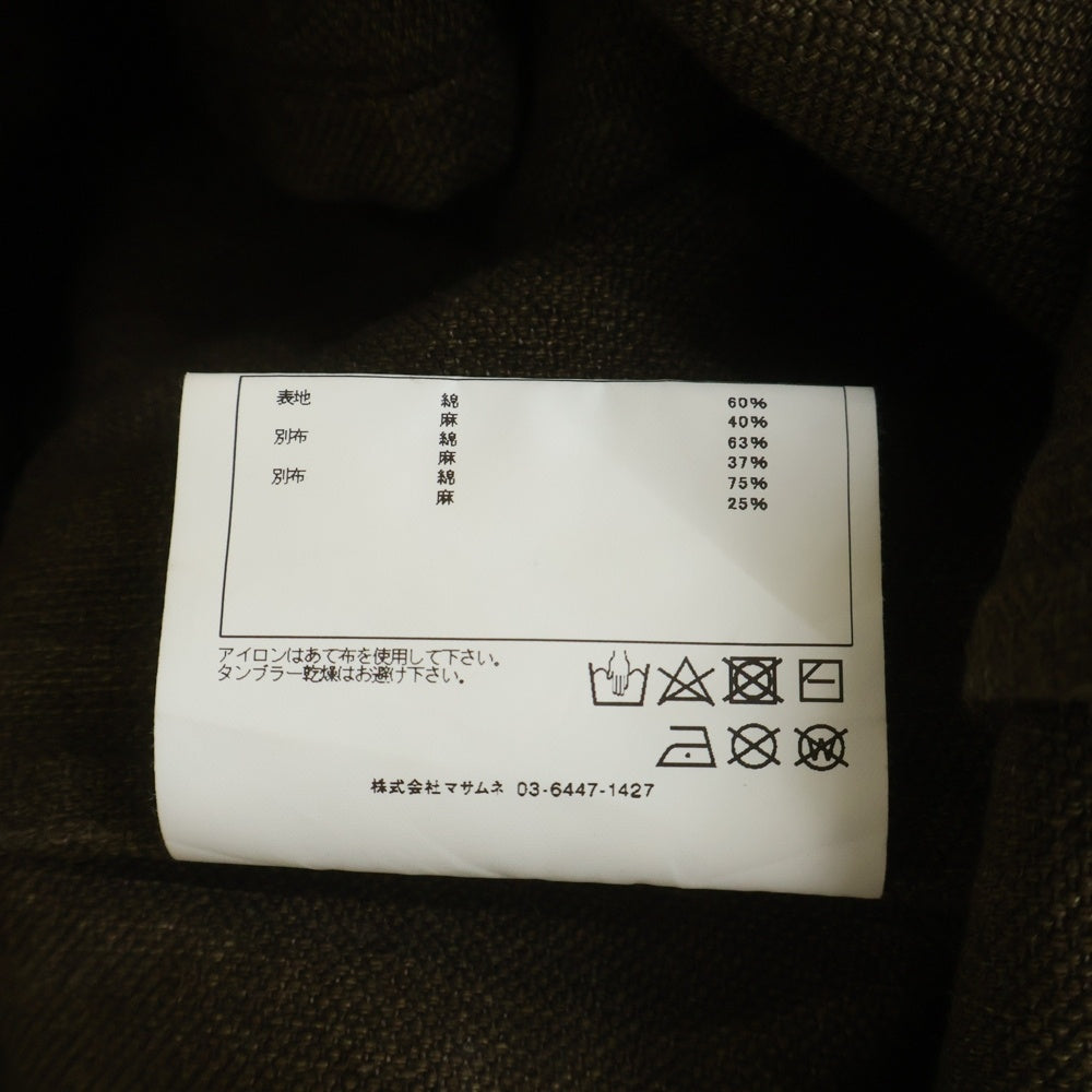 sus-sous(シェス) 21AW COAT MOTORCYCLE MK-2 モーターサイクルコート ロングジャケット リネン カーキ 06-SS00202