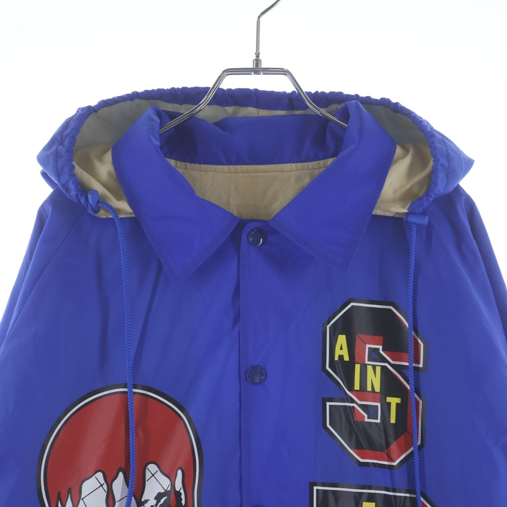 SAINT MICHAEL(セントマイケル) DT COACH JKT H GRAIL ロゴプリント フーデット コーチジャケット ブルー SM-A22-0000-055