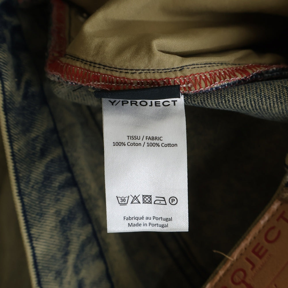 Y/PROJECT(ワイプロジェクト) Tudor Straight Jeans チューダーストレートジーンズ デザインヘムジップフライデニムパンツ インディゴ
