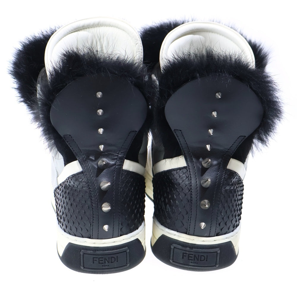 FENDI(フェンディ) スタッズ付き ファー モンスター ハイカットスニーカー グレー 0893