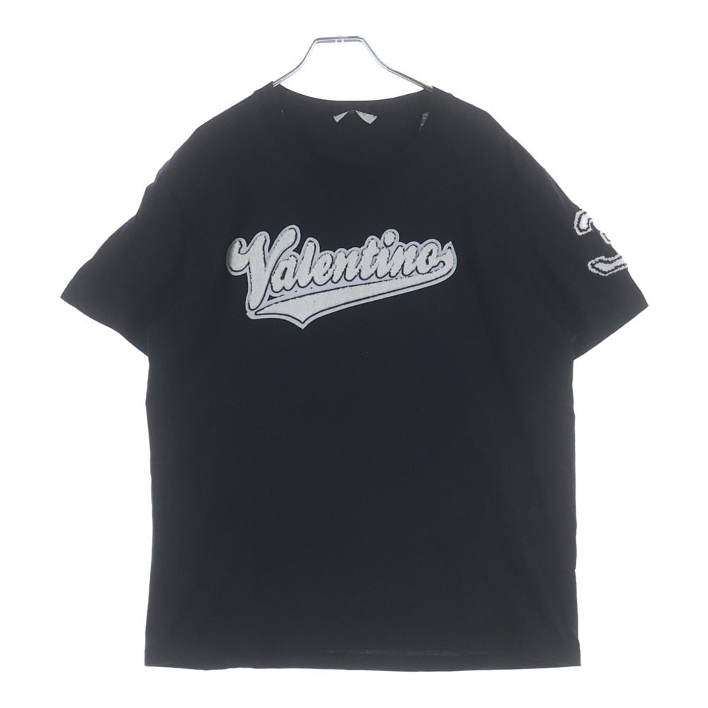 VALENTINO(ヴァレンティノ) ロゴワッペン クルーネック 半袖Tシャツ カットソー ブラック/ホワイト 0000046299