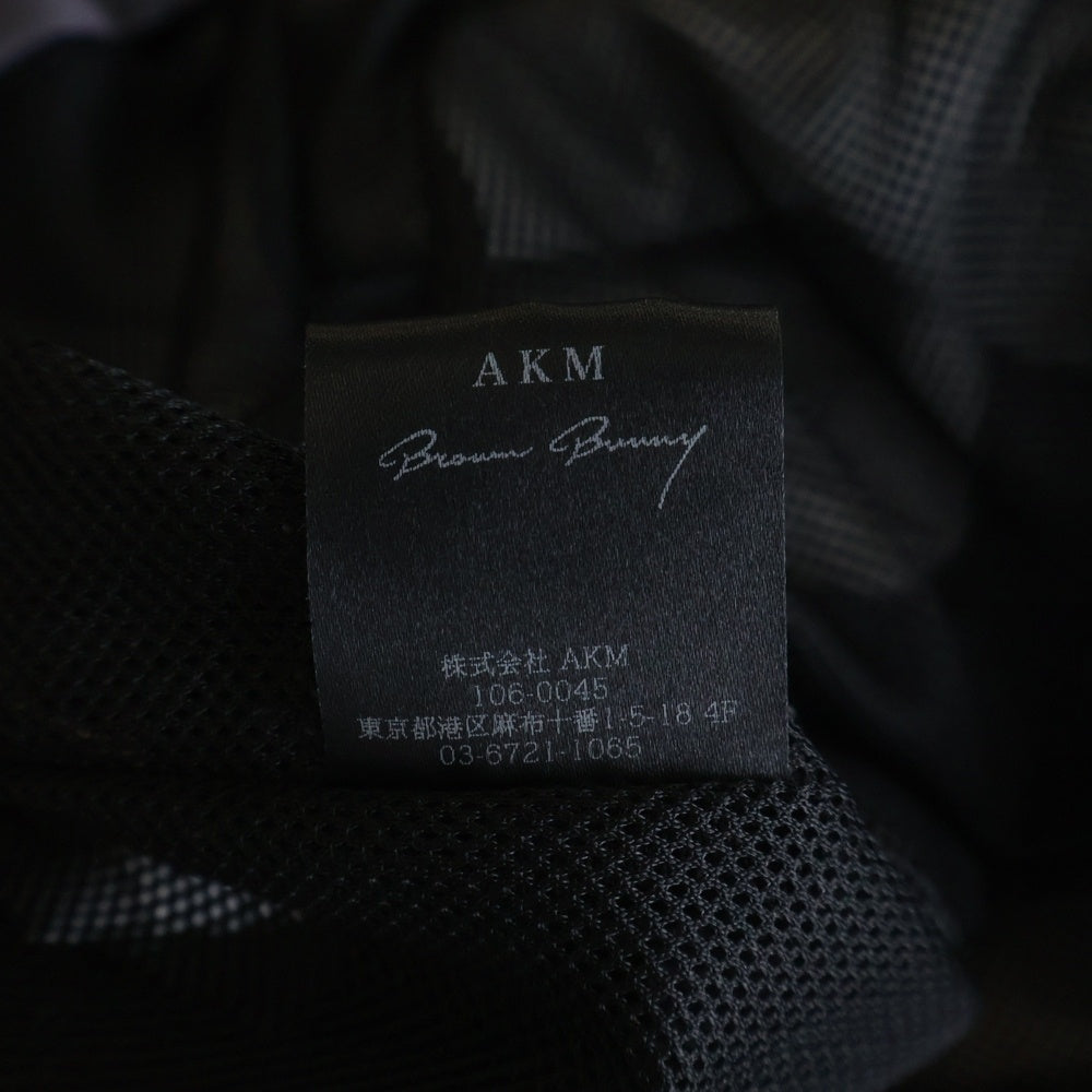 AKM(エーケーエム) ×Brown Bunny LUXE163 ハーフジップ 総柄 フーデット ジャケット ブラック FV017