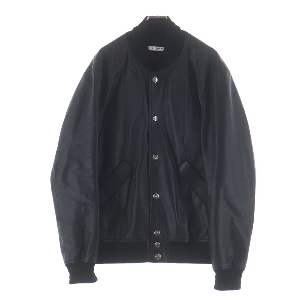 GIVENCHY(ジバンシィ) 15AW Leather Embroided Star Baseball Jacket ラウンドスター ラムレザー レザージャケット ブルゾン 15F 0315 443 ブラック