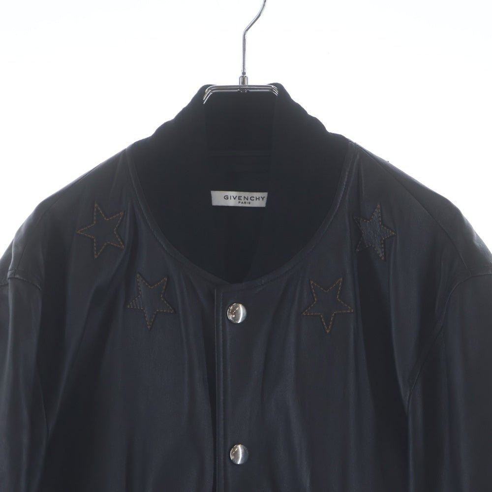 GIVENCHY(ジバンシィ) 15AW Leather Embroided Star Baseball Jacket ラウンドスター ラムレザー レザージャケット ブルゾン 15F 0315 443 ブラック