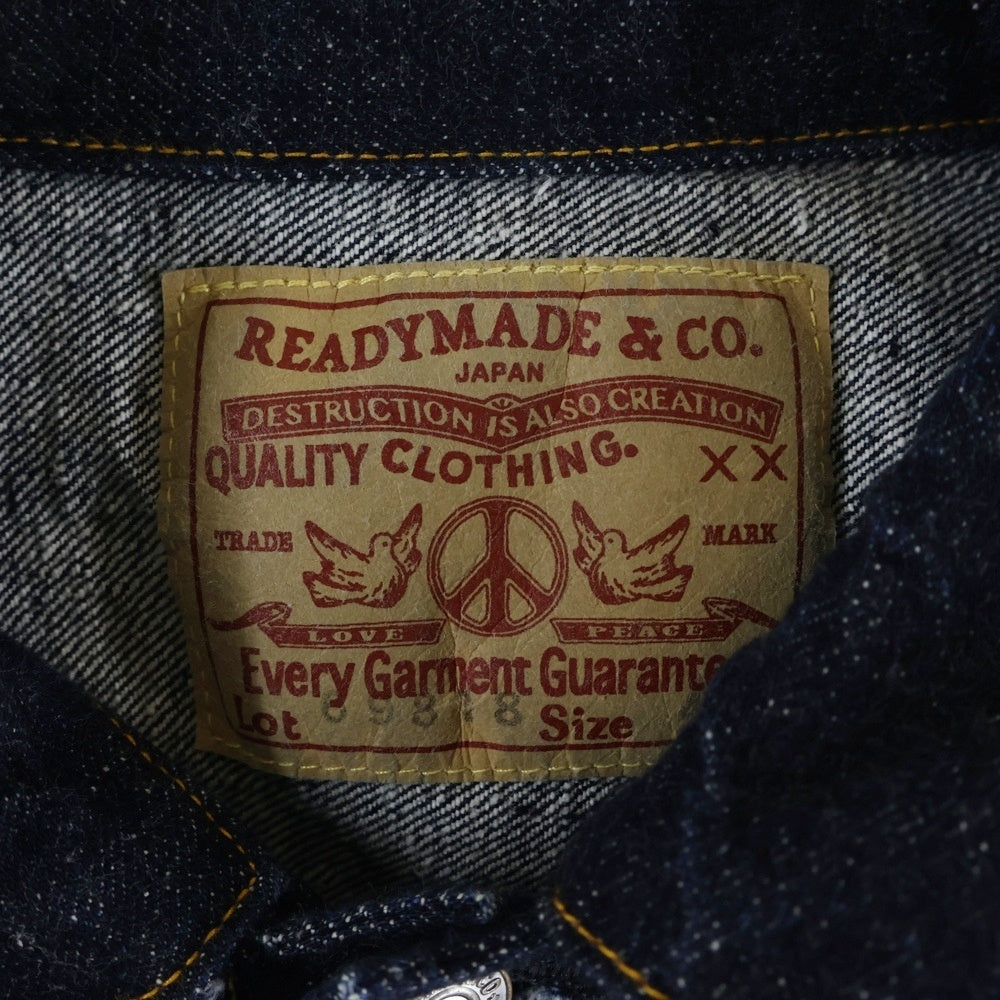 READY MADE(レディメイド) 23AW Denim Jacket デニムジャケット ヴィンテージ加工Tバックデニムジャケット RE-CO-BL-00-00-241 インディゴ
