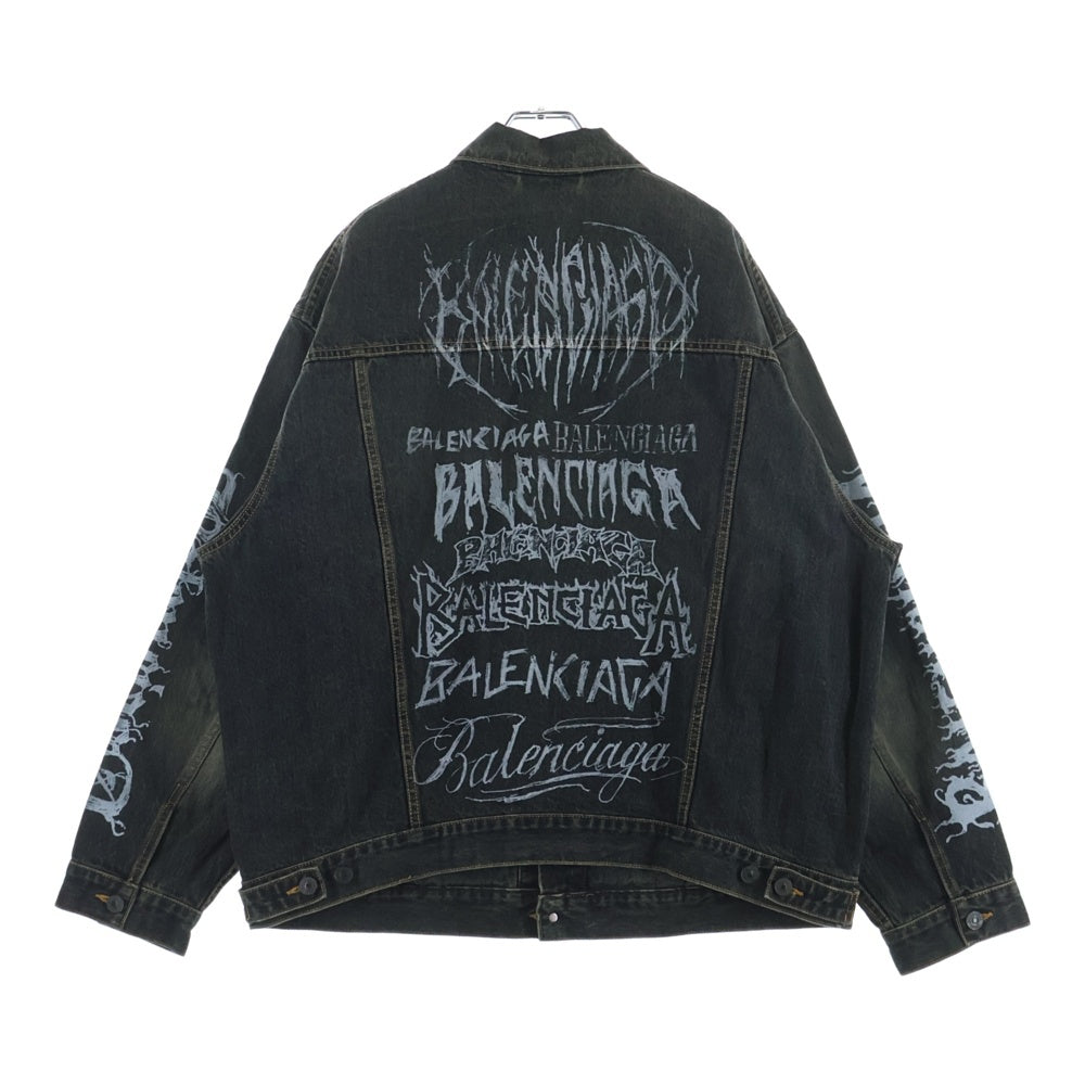 BALENCIAGA(バレンシアガ) 24SS LARGE FIT JACKET WASHED BLACK PAGODA メタルロゴ ラージフィットデニムジャケット ブラック 773804 TBP47