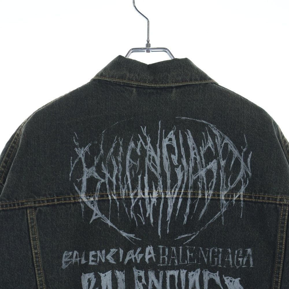 BALENCIAGA(バレンシアガ) 24SS LARGE FIT JACKET WASHED BLACK PAGODA メタルロゴ ラージフィットデニムジャケット ブラック 773804 TBP47