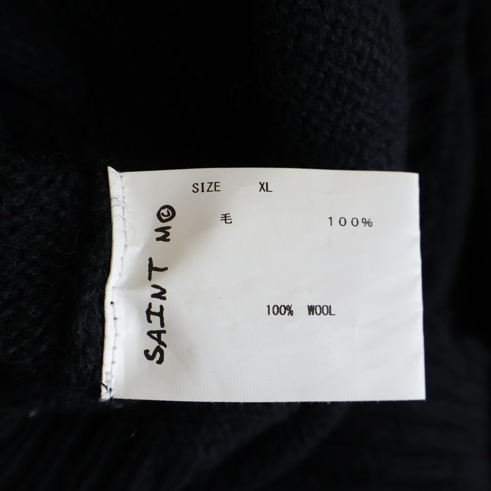 SAINT MICHAEL(セントマイケル) Wool Sweater SIN Black ウール ダメージ加工 ラウンドネック ニット セーター ブラック SM-A21-0000-039