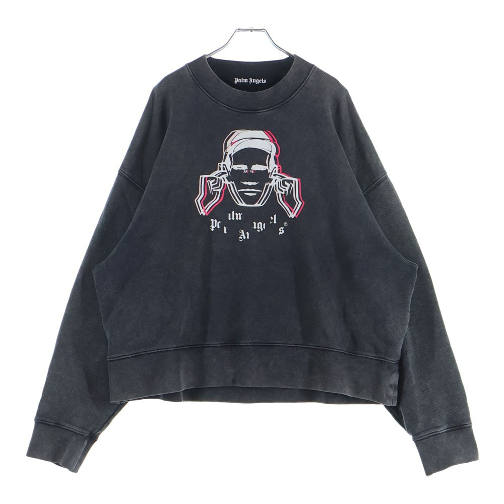 Palm Angels(パームエンジェルス) x Factory Records Faded Music Graphic Sweatshirt ファクトリーレコード プリントデザイン スウェット グレー PMBA026G21FLE002