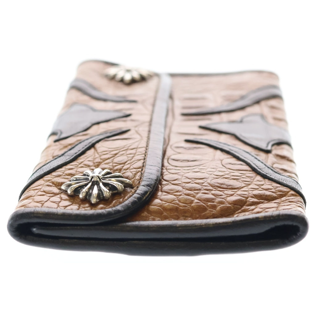 Travis Walker(トラヴィスワーカー) 2 Snap Alligator Cross Wallet 2スナップアリゲータークロスウォレット 3折りトラッカーウォレット 財布 ブラウン/レッド/ブラック