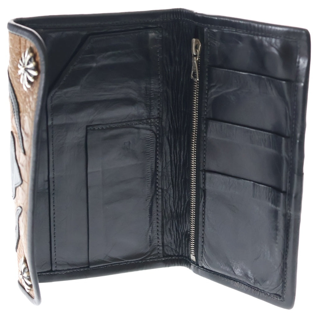 Travis Walker(トラヴィスワーカー) 2 Snap Alligator Cross Wallet 2スナップアリゲータークロスウォレット 3折りトラッカーウォレット 財布 ブラウン/レッド/ブラック