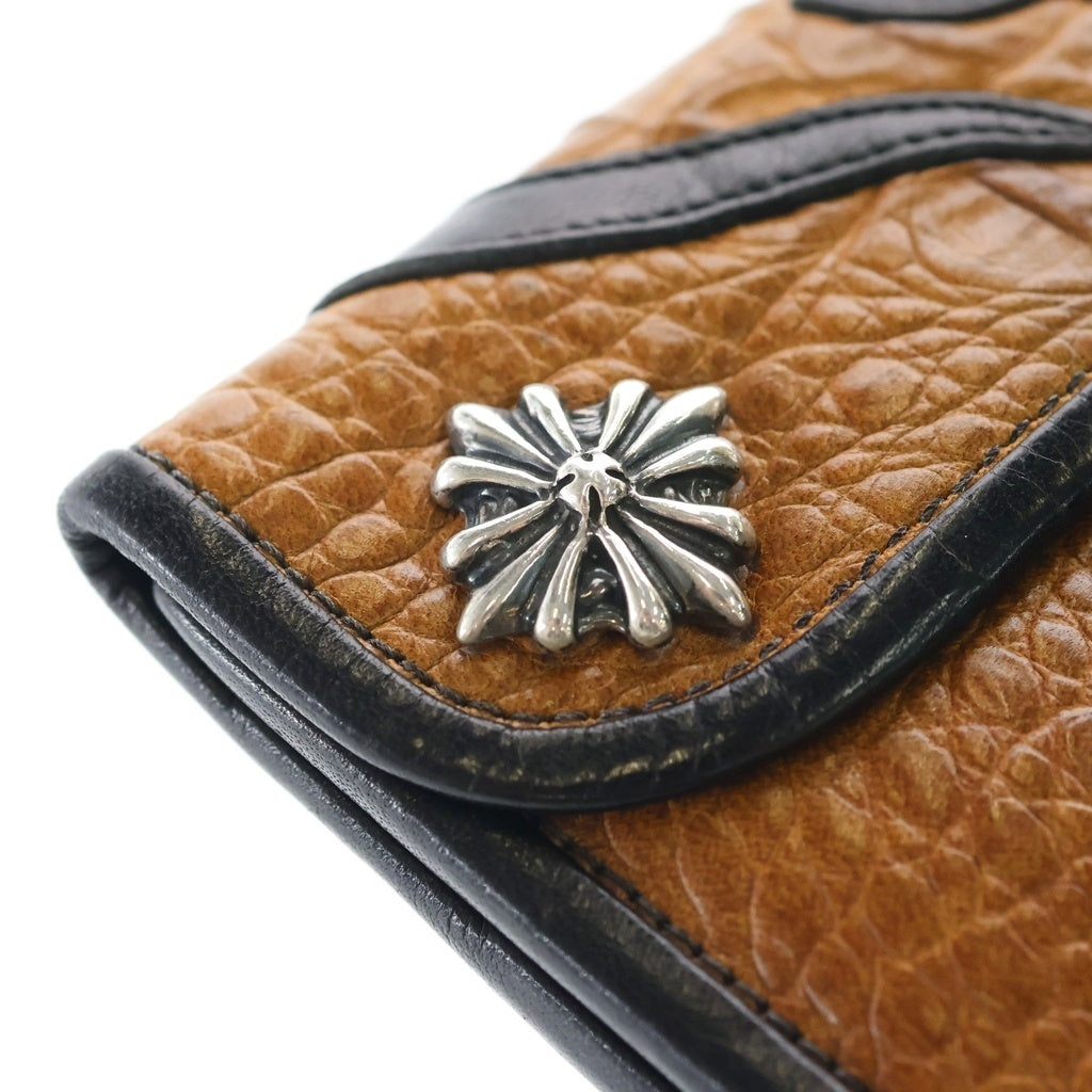 Travis Walker(トラヴィスワーカー) 2 Snap Alligator Cross Wallet 2スナップアリゲータークロスウォレット 3折りトラッカーウォレット 財布 ブラウン/レッド/ブラック