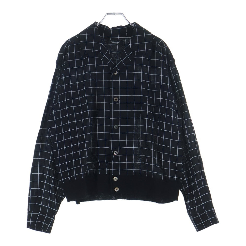 UNDERCOVER(アンダーカバー) 26SS Grid Rayon Open Collar Shirts グリッドレーヨンオープンカラーシャツ ボタンダウン長袖シャツ UC1F4404-1 ブラック