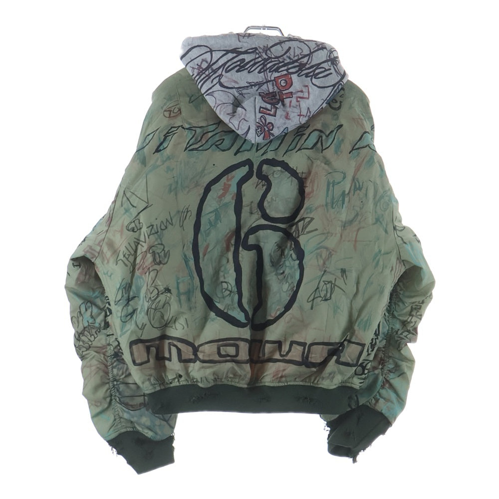 Mowalola(モワローラ) 25AW GRAFFITI BOMBER JACKET グラフィック ボンバージャケット カーキ
