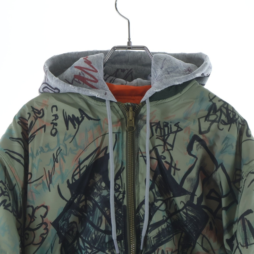 Mowalola(モワローラ) 25AW GRAFFITI BOMBER JACKET グラフィック ボンバージャケット カーキ