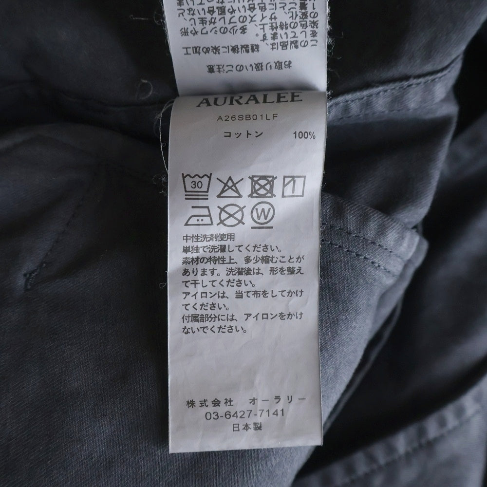 AURALEE(オーラリー) 26SS Garment-Dyed Finx Light Chino Blouson ガーメントダイフィンクスライトチノブルゾン ボタンダウンレギュラーフィットジャケット A26SB01LF ブラック