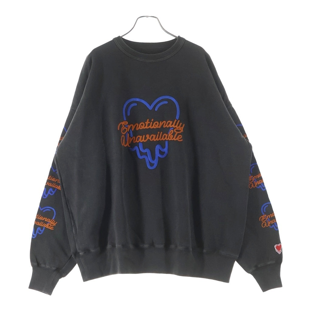 Emotionally Unavailable(エモーショナリー アンアヴェイラブル) 26SS EUNEON HEART CREW ハートデザイン クルーネックスウェット グレー