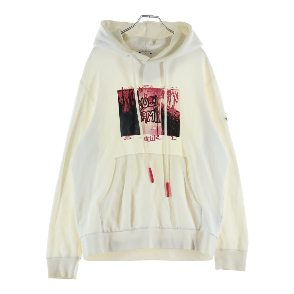 MONCLER(モンクレール) 20SS MAGLIA GIROCOLLO ロゴ刺繍プルオーバースウェットパーカー F10918G73010 ホワイト