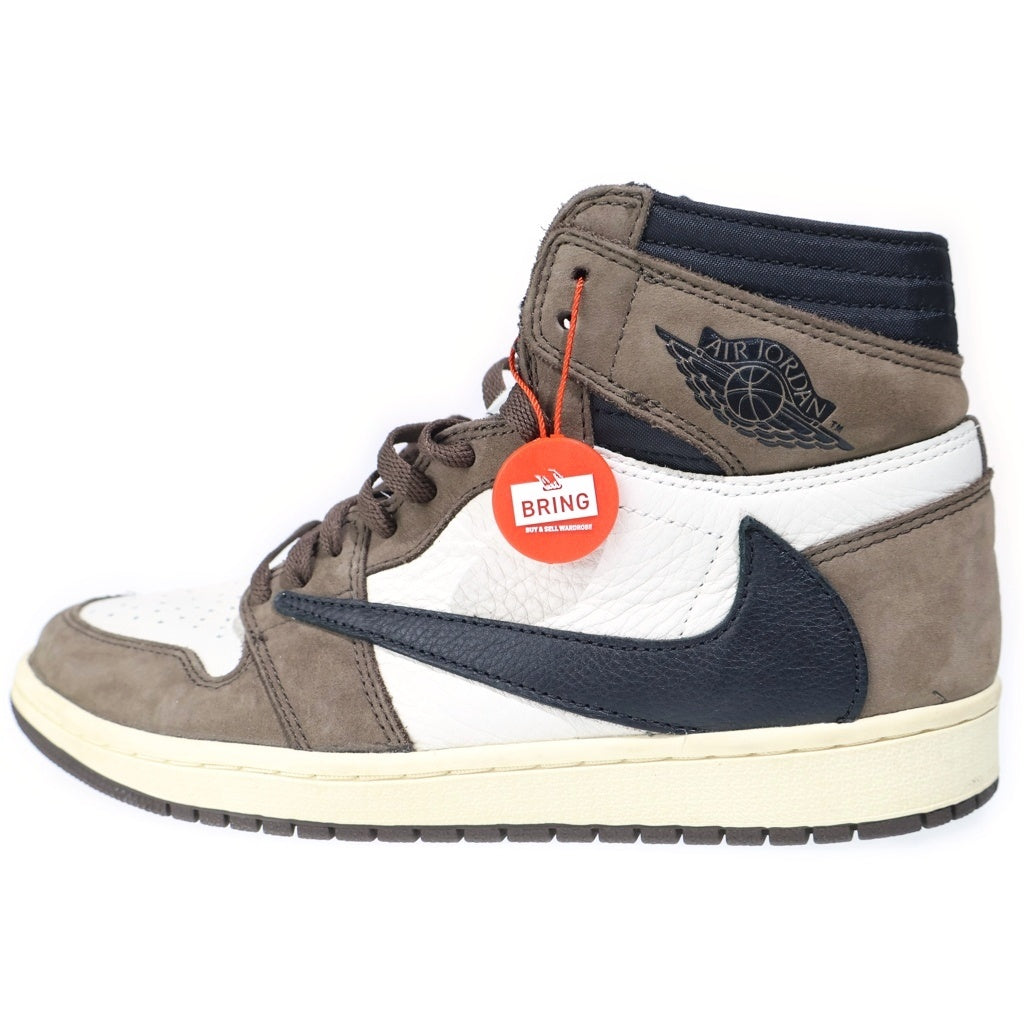 NIKE(ナイキ) ×TRAVIS SCOTT AIR JORDAN 1 HIGH OG TS SP トラヴィススコット エアジョーダン1 ハイカットスニーカー ブラウン/ホワイト US9/27cm CD4487-100
