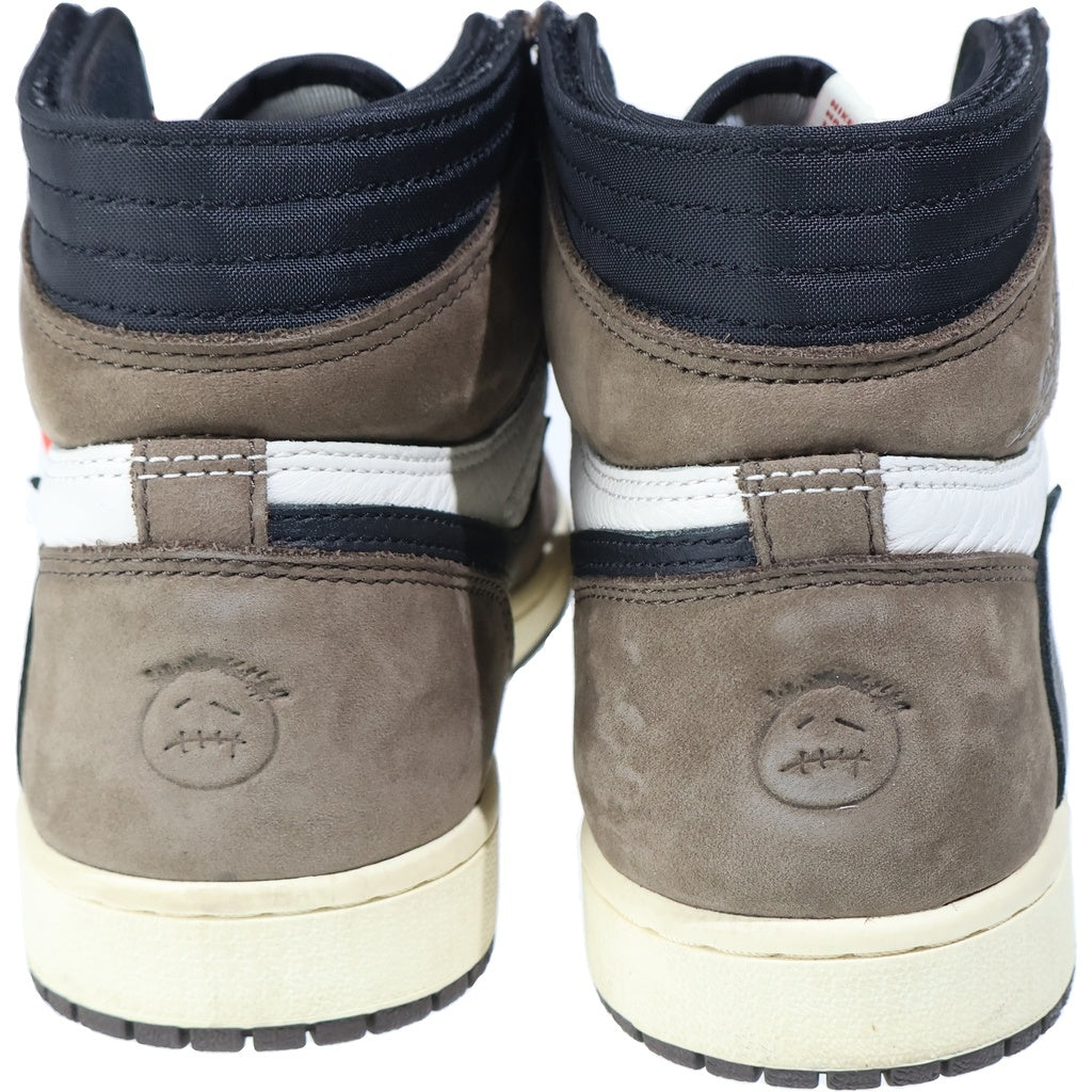 NIKE(ナイキ) ×TRAVIS SCOTT AIR JORDAN 1 HIGH OG TS SP トラヴィススコット エアジョーダン1 ハイカットスニーカー ブラウン/ホワイト US9/27cm CD4487-100