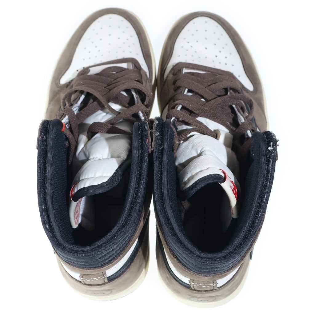 NIKE(ナイキ) ×TRAVIS SCOTT AIR JORDAN 1 HIGH OG TS SP トラヴィススコット エアジョーダン1 ハイカットスニーカー ブラウン/ホワイト US9/27cm CD4487-100