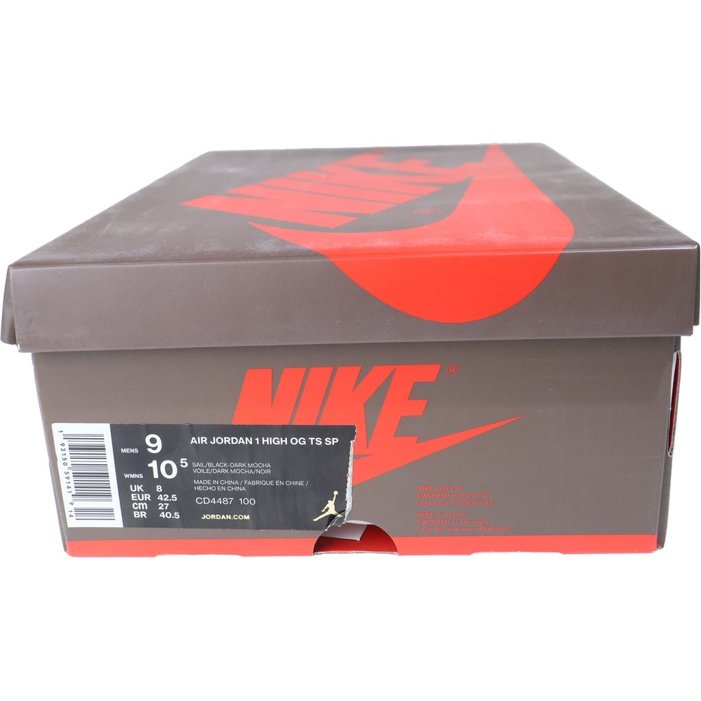NIKE(ナイキ) ×TRAVIS SCOTT AIR JORDAN 1 HIGH OG TS SP トラヴィススコット エアジョーダン1 ハイカットスニーカー ブラウン/ホワイト US9/27cm CD4487-100