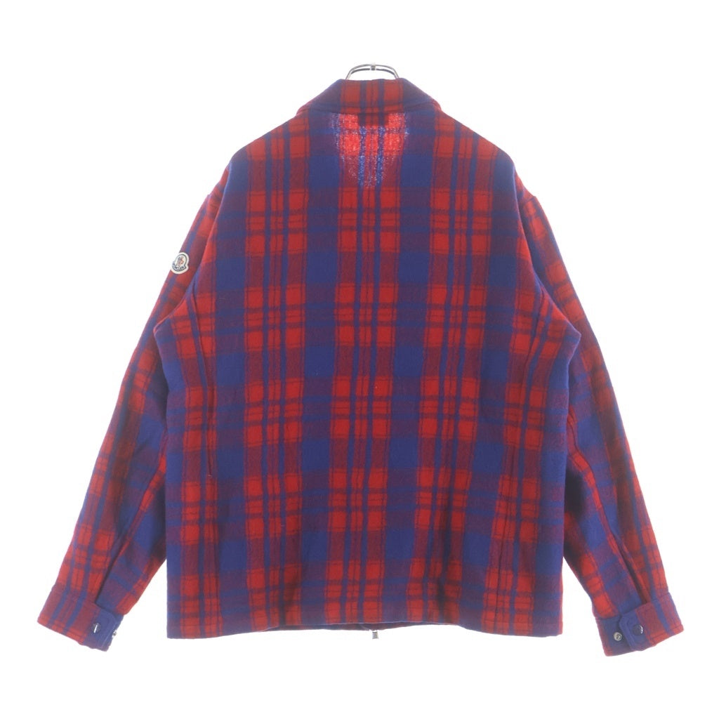 MONCLER(モンクレール) 23AW CAMICIA Zip Up Wool Jacket ウール チェック柄ジップアップシャツジャケット レッド/ブルー I20912F00005