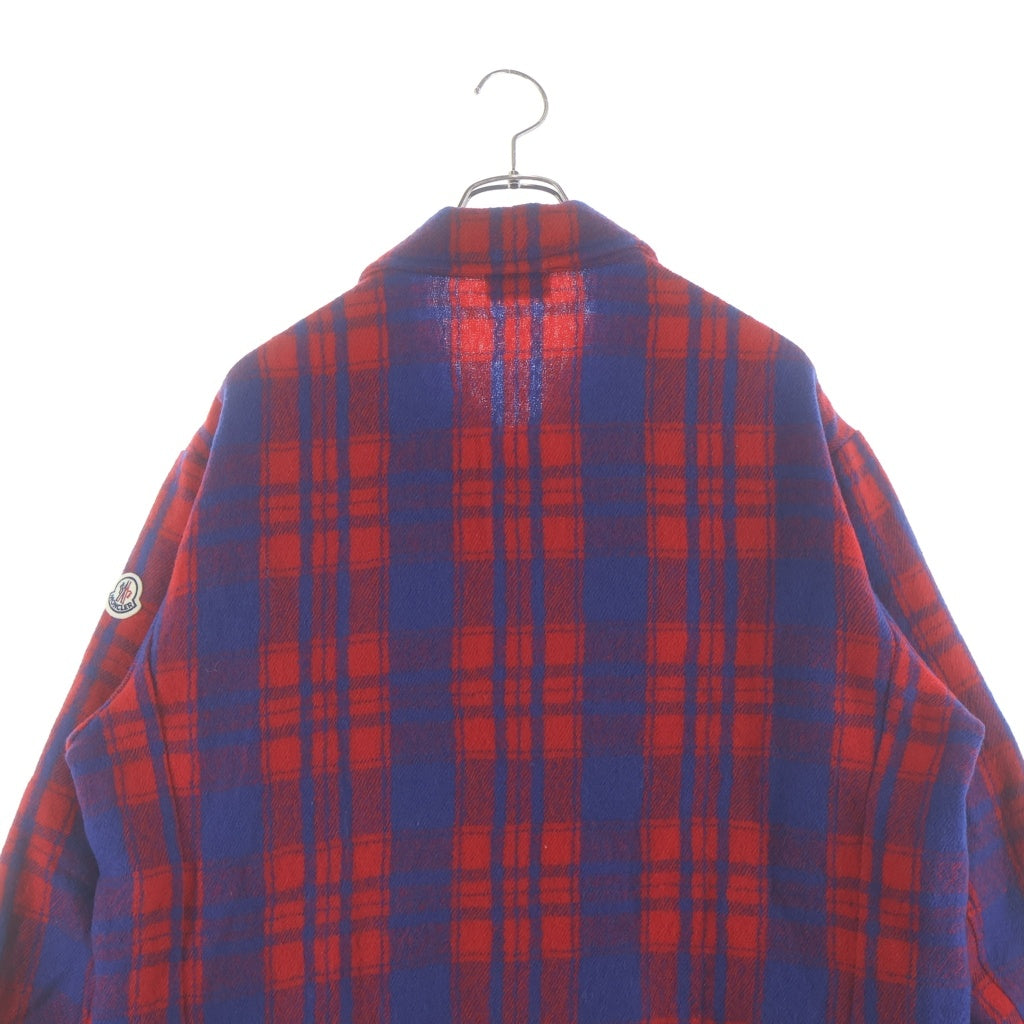 MONCLER(モンクレール) 23AW CAMICIA Zip Up Wool Jacket ウール チェック柄ジップアップシャツジャケット レッド/ブルー I20912F00005