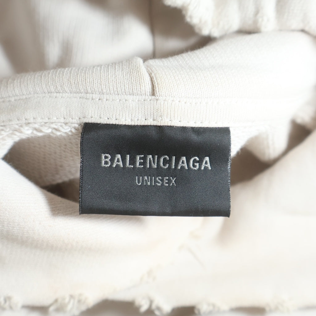 BALENCIAGA(バレンシアガ) 24SS NEW TAPE TYPE HOODIE テープロゴ プルオーバー スウェットパーカー フーディ ホワイト 739024 TQVQ9