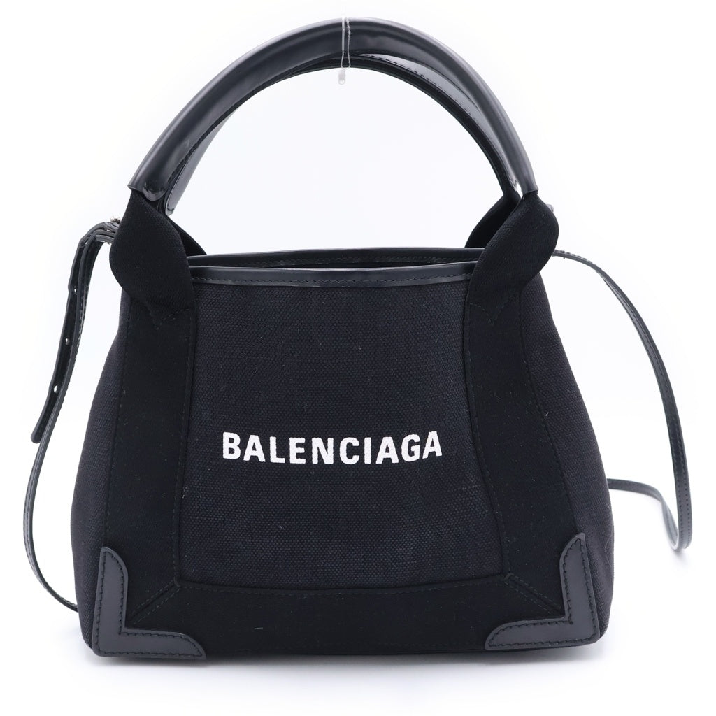 BALENCIAGA(バレンシアガ) ネイビーカバス XS 2WAY ポーチ付き キャンバス トートバッグ 390346 ブラック レディース