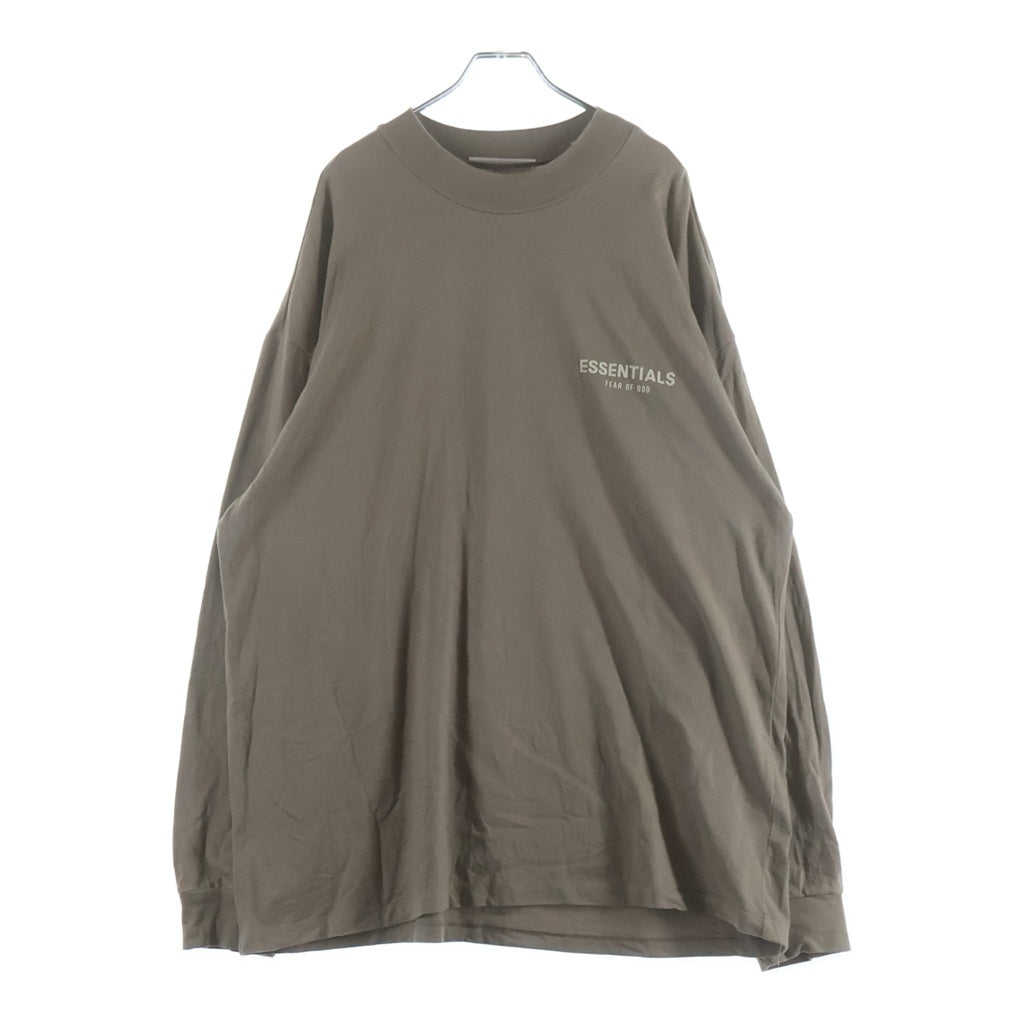FEAR OF GOD ESSENTIALS(フィアオブゴッド エッセンシャルズ) Felt Logo Mock Neck L/S T-Shirts フェルトロゴモックネックロングスリーブTシャツ 長袖Tシャツ ブラウン