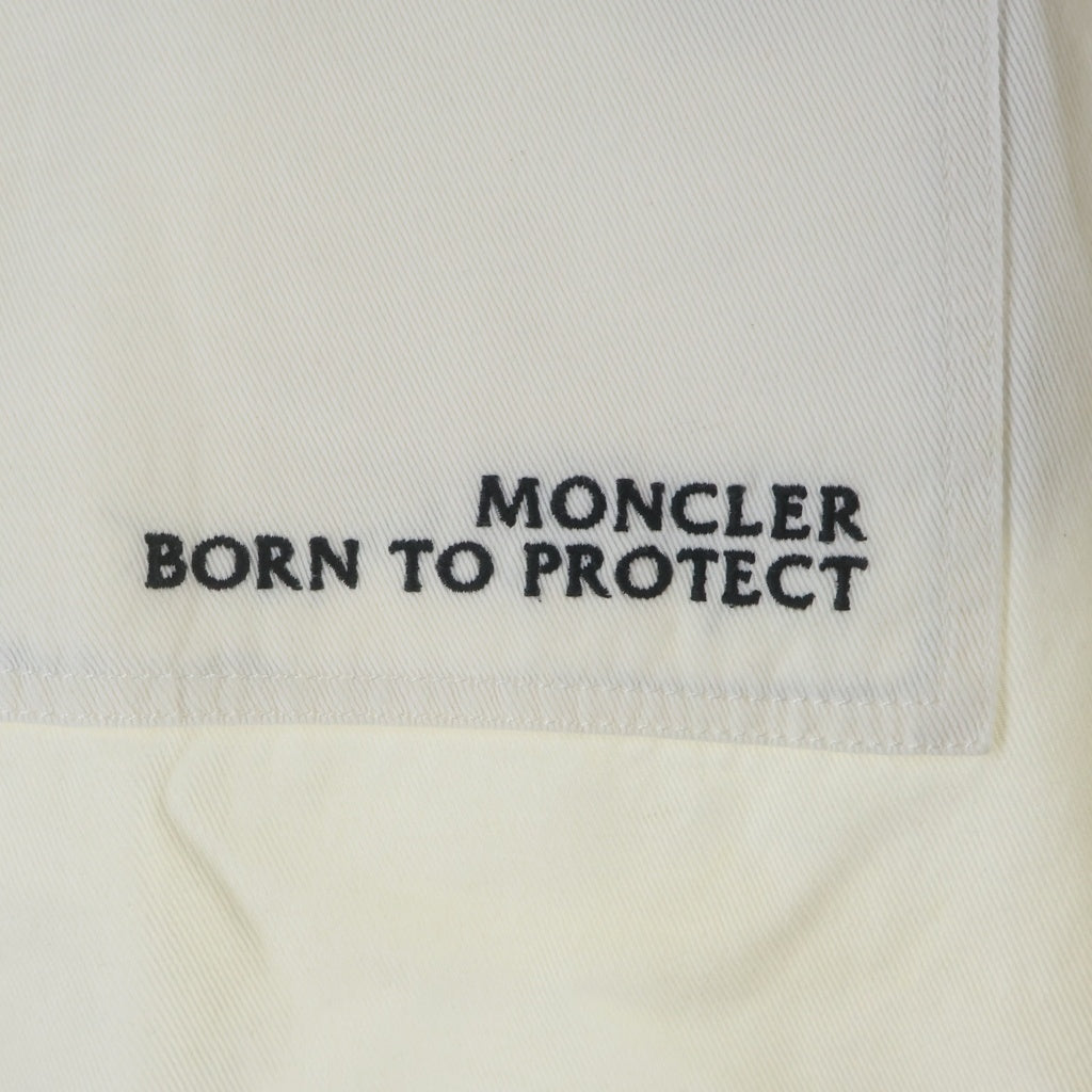 MONCLER GRENOBLE(モンクレールグルノーブル) 22SS PANTALONI Logo Embroidered Cotton Tapered Trouser ロゴ刺繍ドローストリングテーパードパンツ H10912A00028 ホワイト