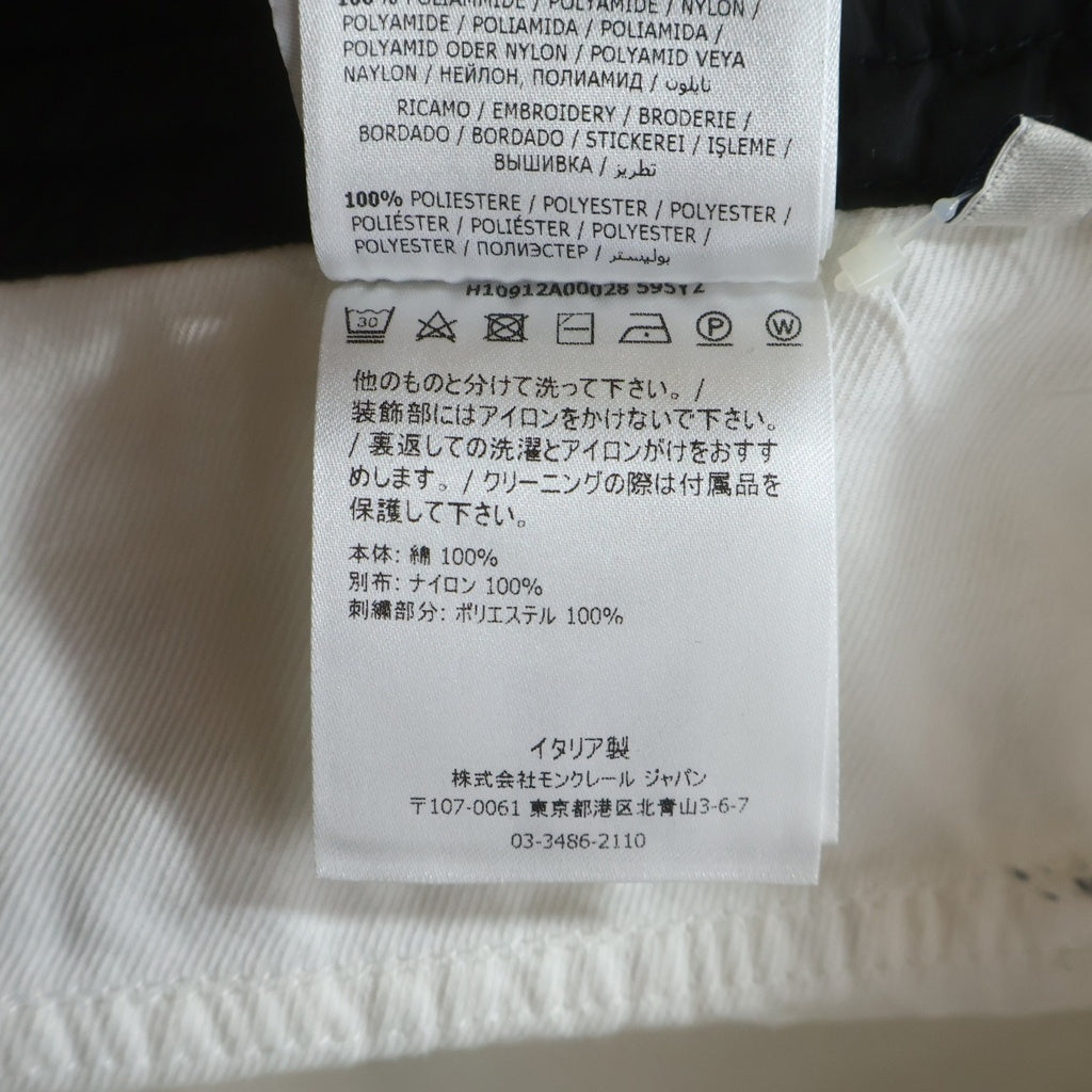 MONCLER GRENOBLE(モンクレールグルノーブル) 22SS PANTALONI Logo Embroidered Cotton Tapered Trouser ロゴ刺繍ドローストリングテーパードパンツ H10912A00028 ホワイト