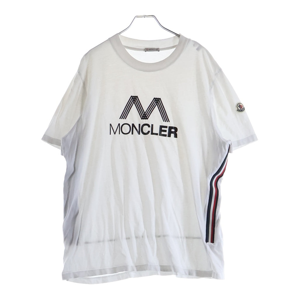 MONCLER(モンクレール) 22SS SS TSHIRT ショートスリーブTシャツ ロゴプリントサイドストライプクルーネック半袖Tシャツ H10918C00038 ホワイト