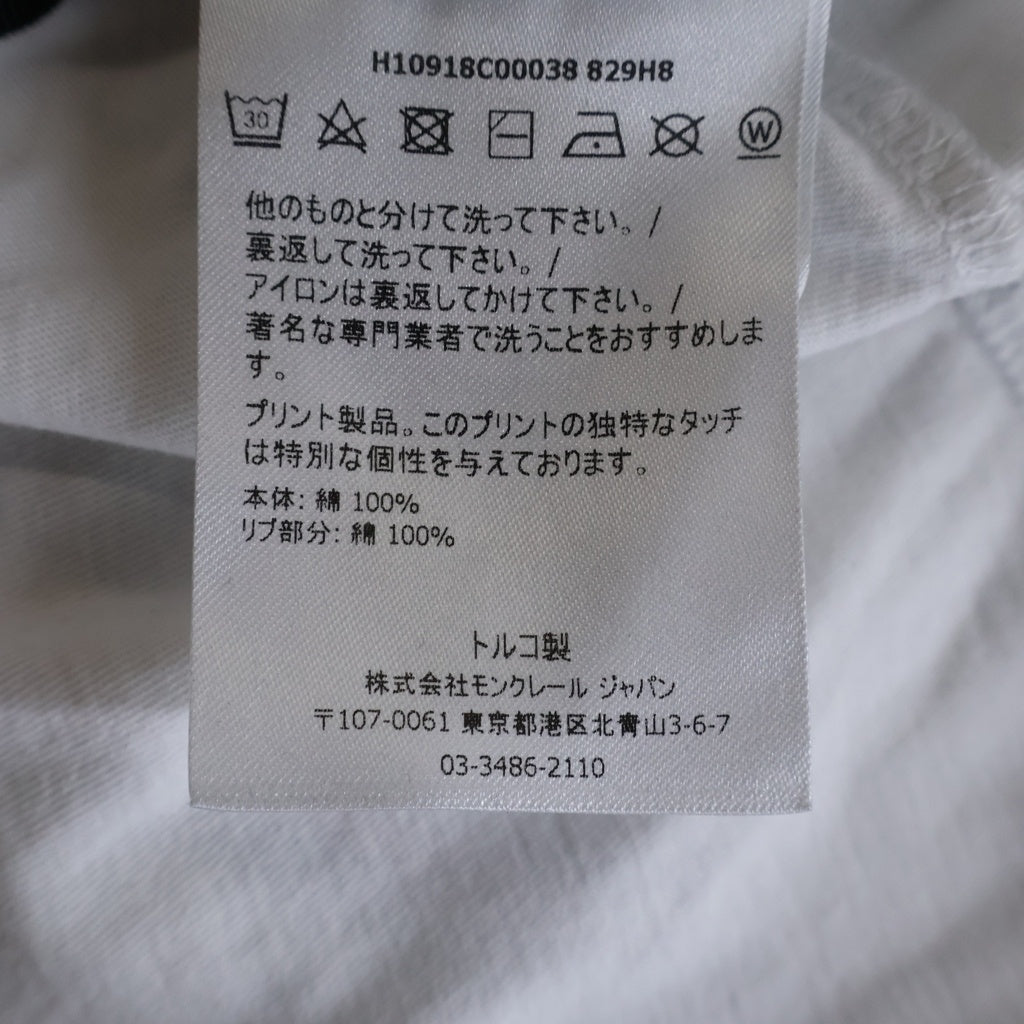 MONCLER(モンクレール) 22SS SS TSHIRT ショートスリーブTシャツ ロゴプリントサイドストライプクルーネック半袖Tシャツ H10918C00038 ホワイト