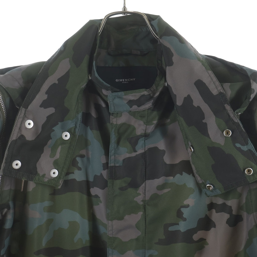 GIVENCHY(ジバンシィ) 14SS ジップデザイン 2WAY カモ柄 ナイロン フーデット ジャケット カーキ 14S 0653 612