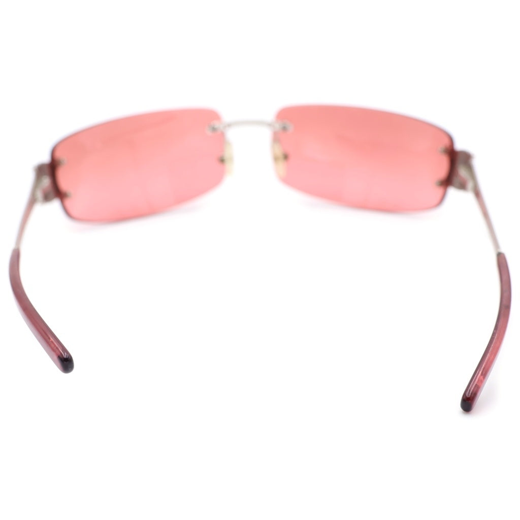 CELINE(セリーヌ) Triomphe Sunglass トリオンフサングラス ラインストーン装飾リムレスオーバルサングラス 眼鏡 SC1047S ピンク/シルバー