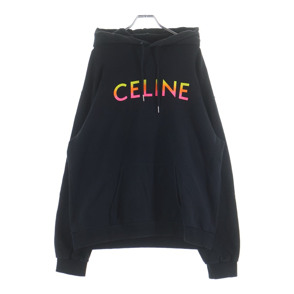 CELINE(セリーヌ) 22AW Pullover Hoodie グラデーションロゴプルオーバースウェットパーカー 2Y753670Q ブラック