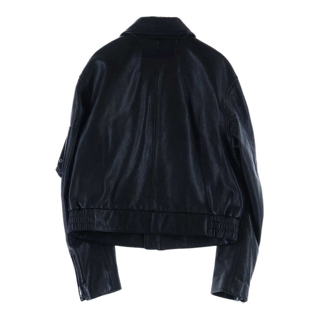 1017 ALYX 9SM(アリクス) 20AW Runway Piece Leather Police Jacket ランウェイピース レザーポリスジャケット カウレザーロゴプレートジップアップレザージャケット ブラック