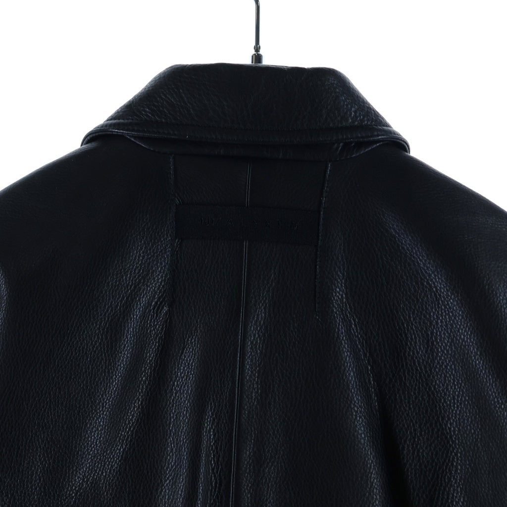 1017 ALYX 9SM(アリクス) 20AW Runway Piece Leather Police Jacket ランウェイピース レザーポリスジャケット カウレザーロゴプレートジップアップレザージャケット ブラック