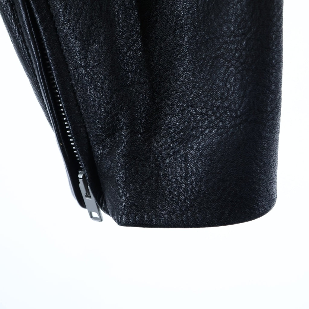 1017 ALYX 9SM(アリクス) 20AW Runway Piece Leather Police Jacket ランウェイピース レザーポリスジャケット カウレザーロゴプレートジップアップレザージャケット ブラック