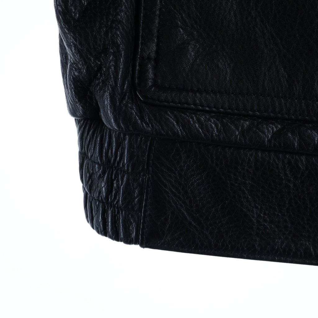 1017 ALYX 9SM(アリクス) 20AW Runway Piece Leather Police Jacket ランウェイピース レザーポリスジャケット カウレザーロゴプレートジップアップレザージャケット ブラック