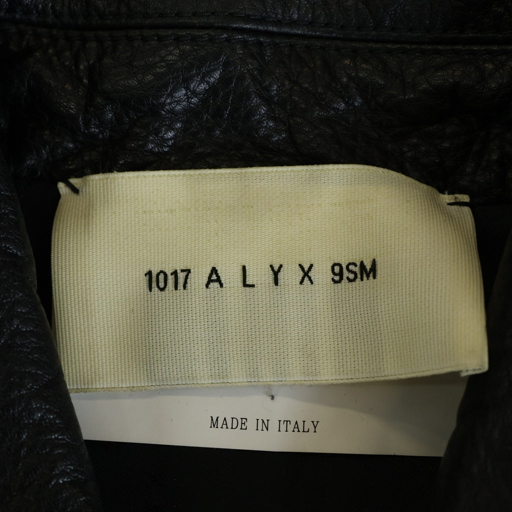 1017 ALYX 9SM(アリクス) 20AW Runway Piece Leather Police Jacket ランウェイピース レザーポリスジャケット カウレザーロゴプレートジップアップレザージャケット ブラック