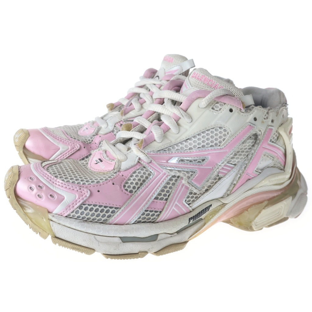 BALENCIAGA(バレンシアガ) Runner Sneaker ランナースニーカー レースアップダメージ加工ローカットスニーカー 677403 ホワイト/ピンク