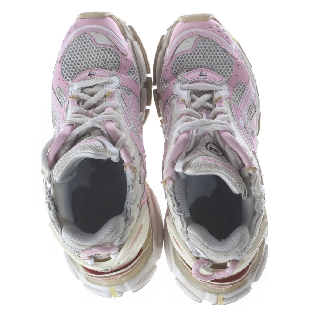 BALENCIAGA(バレンシアガ) Runner Sneaker ランナースニーカー レースアップダメージ加工ローカットスニーカー 677403 ホワイト/ピンク