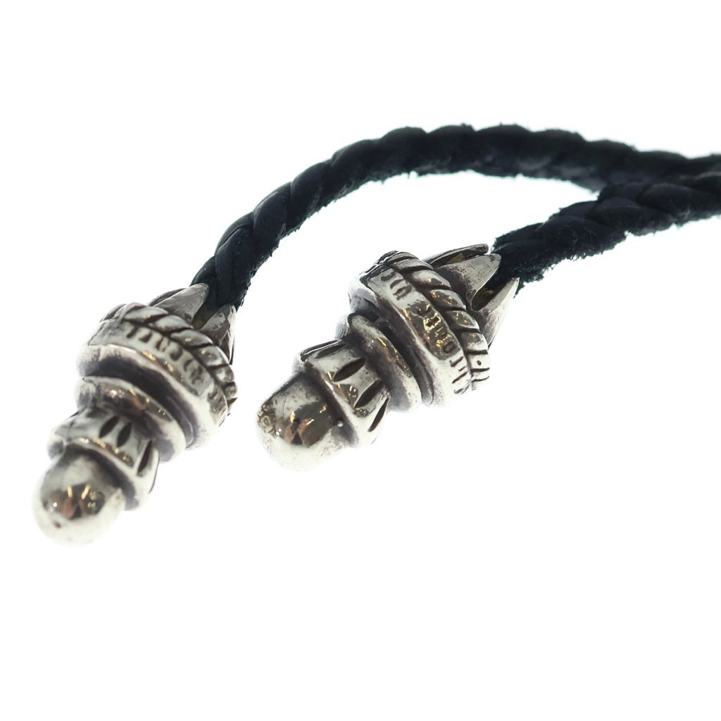 CHROME HEARTS(クロムハーツ) CH CRS SML CL スモールCHクロス ボロチップ レザーブレイド ネックレス シルバー/ブラック BCA217
