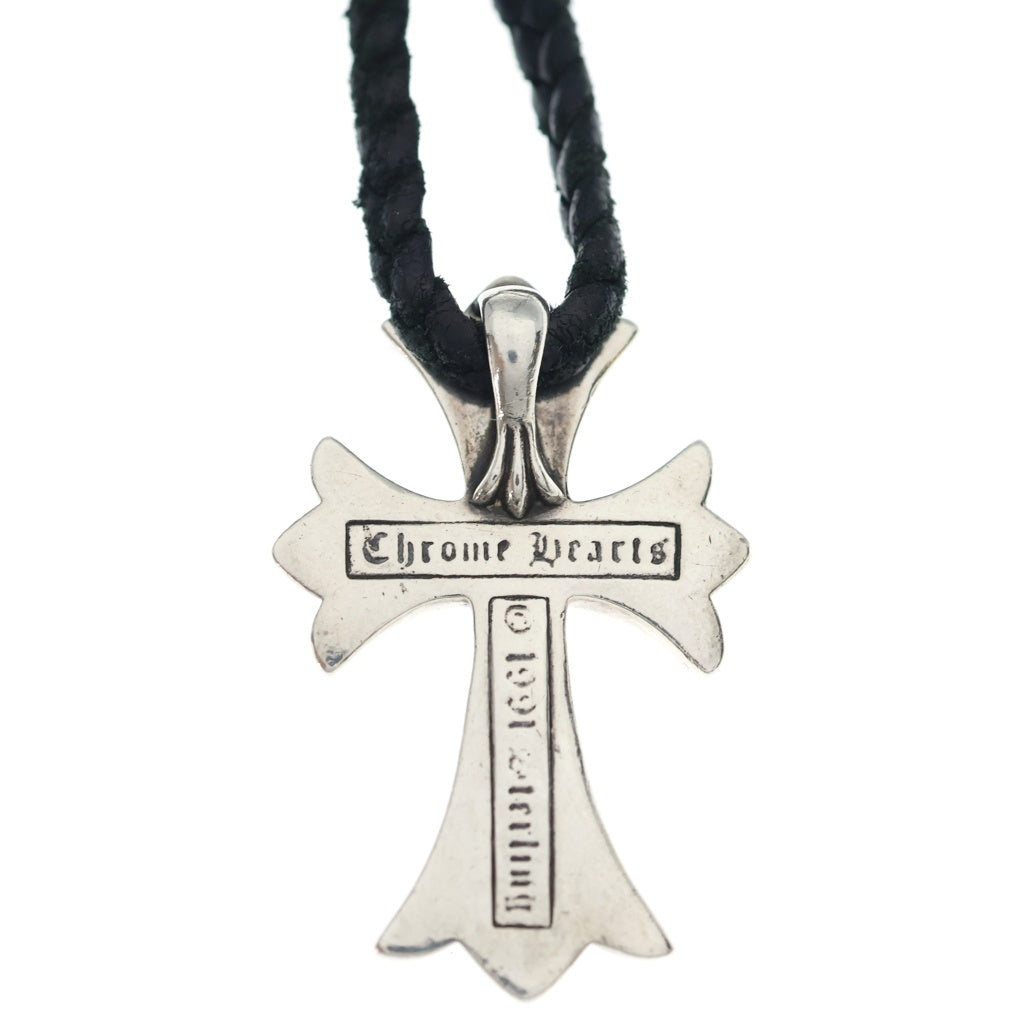 CHROME HEARTS(クロムハーツ) CH CRS SML CL スモールCHクロス ボロチップ レザーブレイド ネックレス シルバー/ブラック BCA217