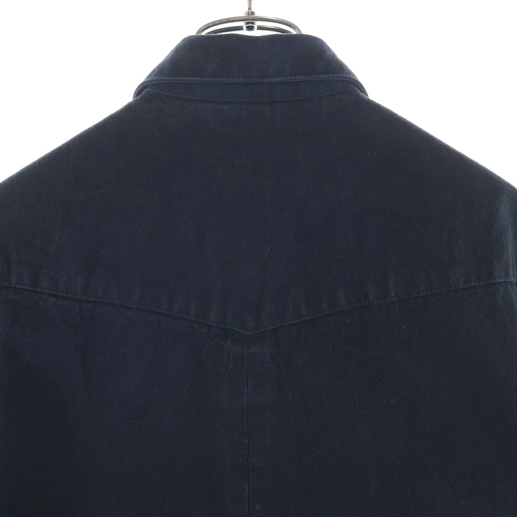CHROME HEARTS(クロムハーツ) DENIM WESTERN クロスボールボタン 袖裾レザークロスパッチ デニムウエスタン長袖シャツ ブラック