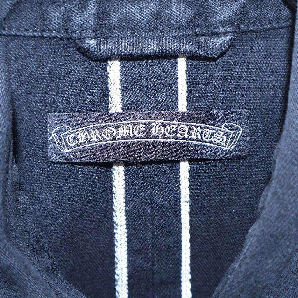 CHROME HEARTS(クロムハーツ) DENIM WESTERN クロスボールボタン 袖裾レザークロスパッチ デニムウエスタン長袖シャツ ブラック